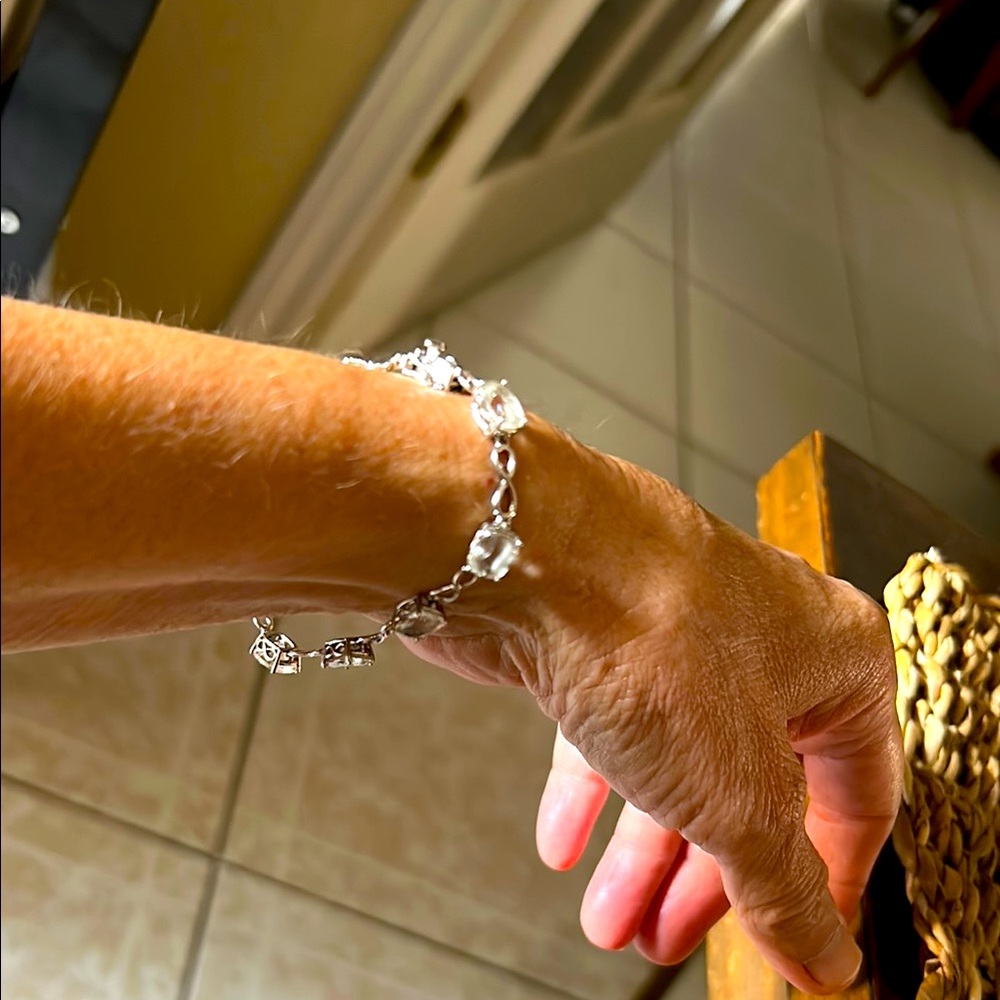 Elegant Silver & White Topaz Bracelet